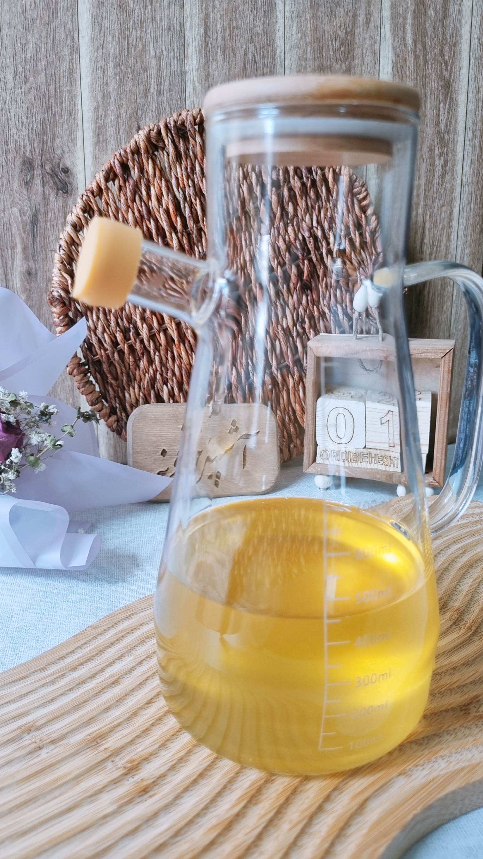 روغن ریز پیرکس درب بامبو دارای درپوش سرامیکی